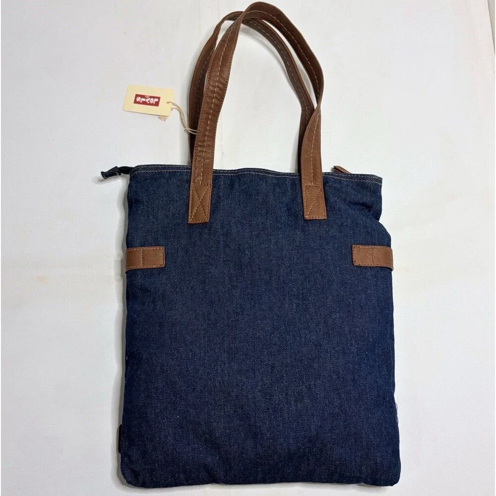 NWT Levi's Denim Tote Purse Navy Blue Indigo Jean Shoulder Farmers Market Bag 90